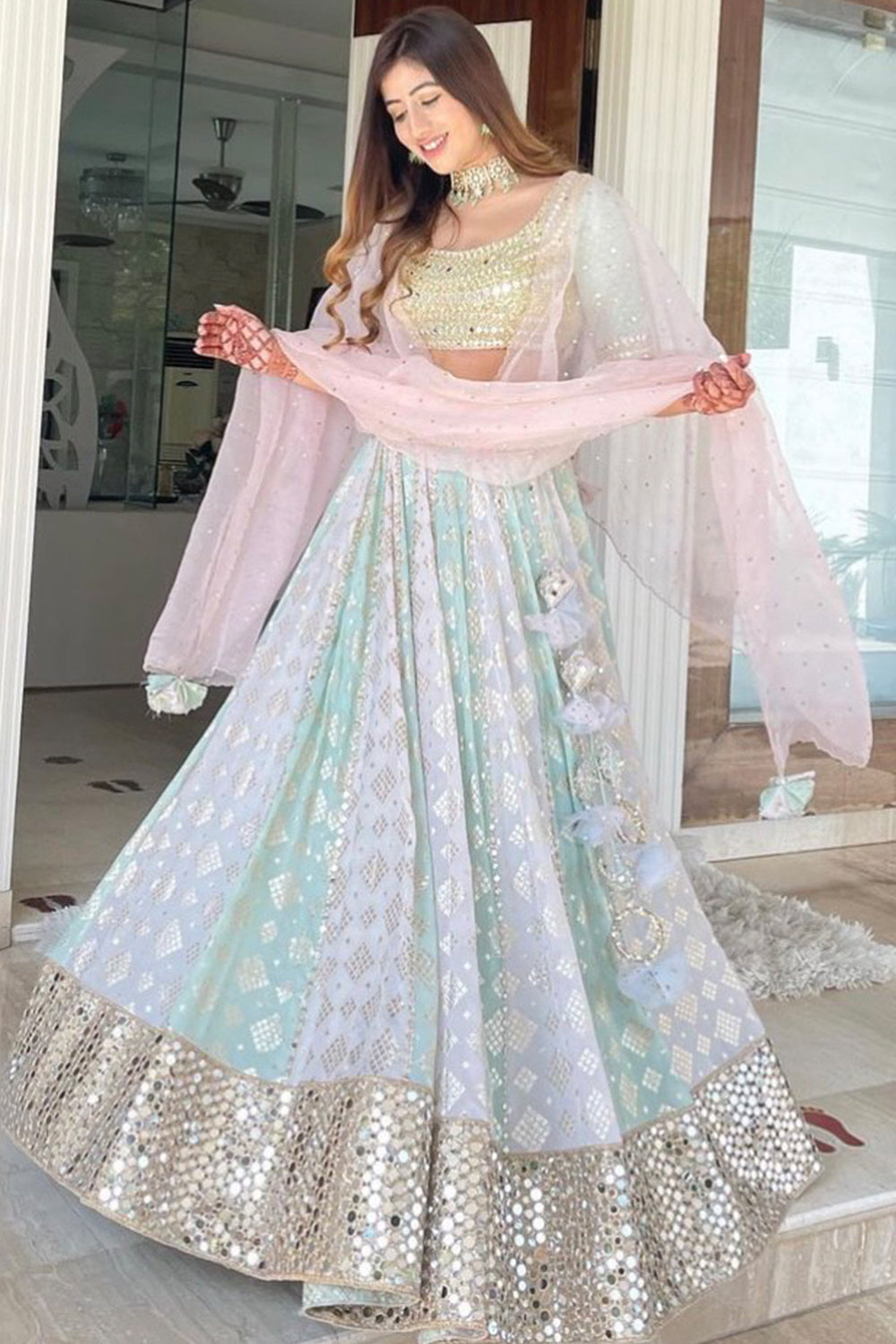 SWISH SIGNATURE BANARASI LAYERED LEHENGA (6672778854583)