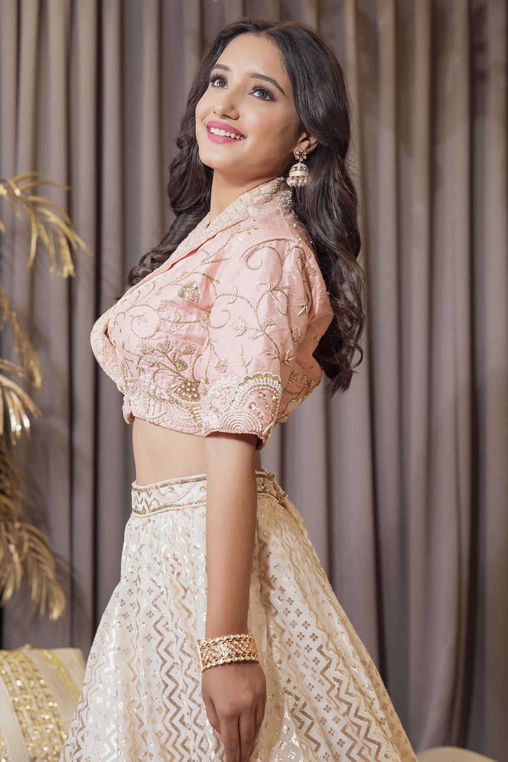 PINK ELLITE JACKET BANARASI SET (6987813519543)