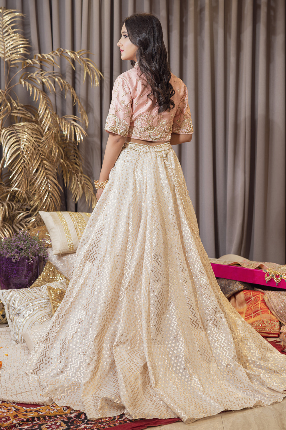 PINK ELLITE JACKET BANARASI SET (6987813519543)