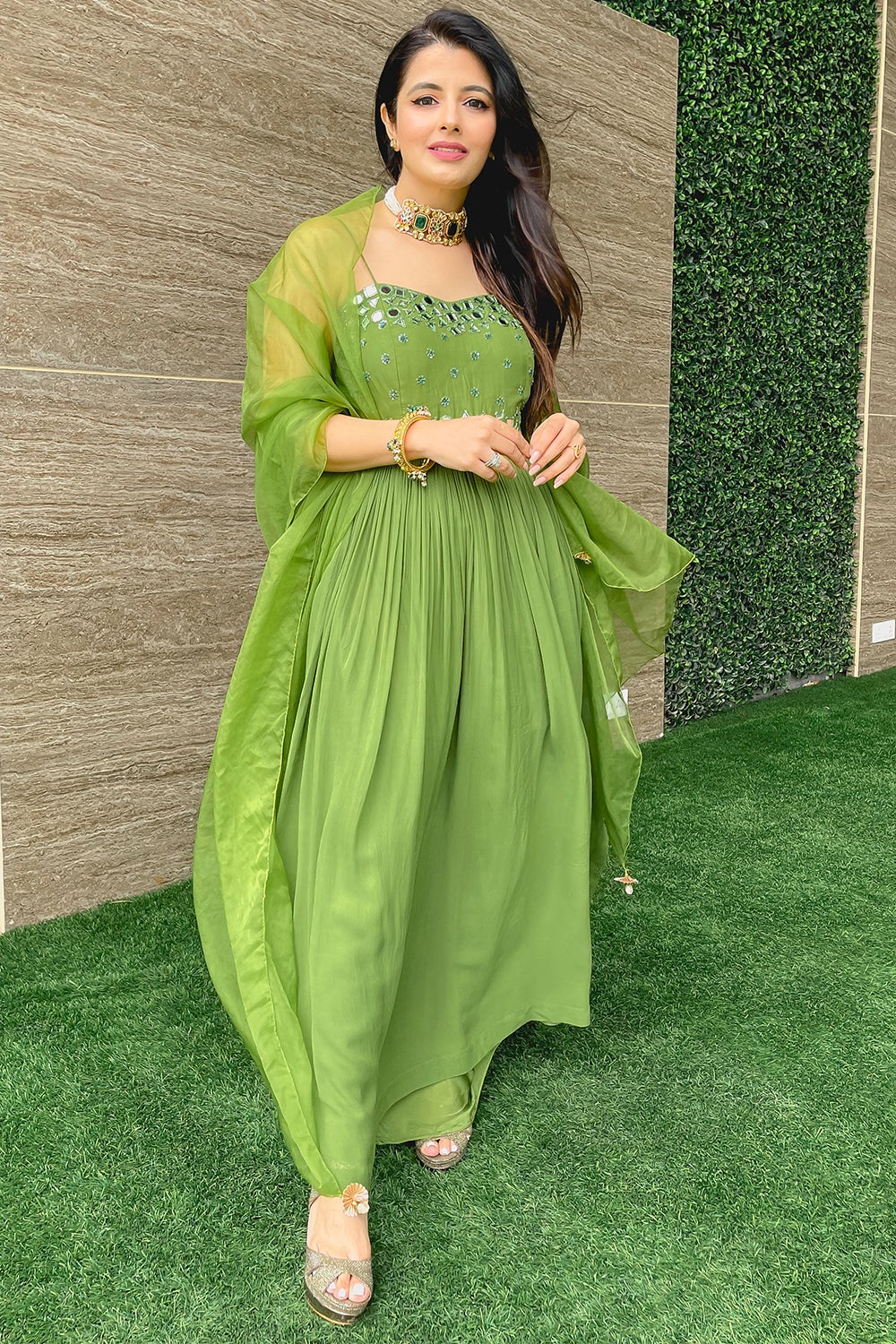 GREEN MIRROR KURTA SET (6925841989815) (7534737522934)