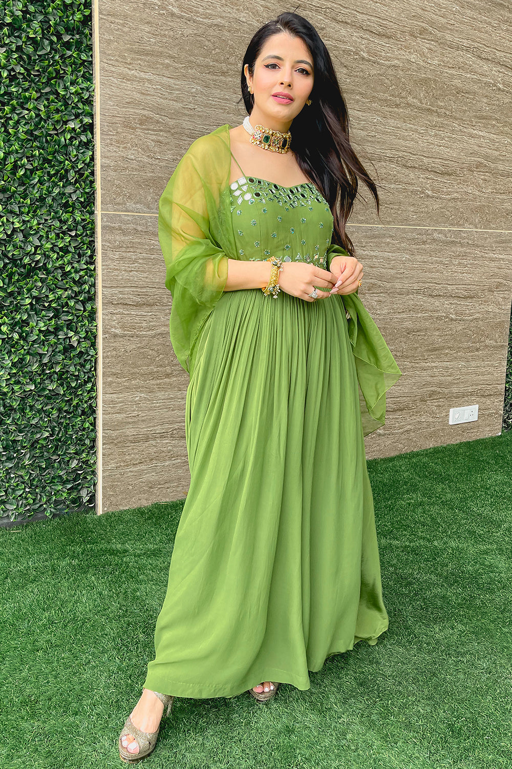 GREEN MIRROR KURTA SET (6925841989815)