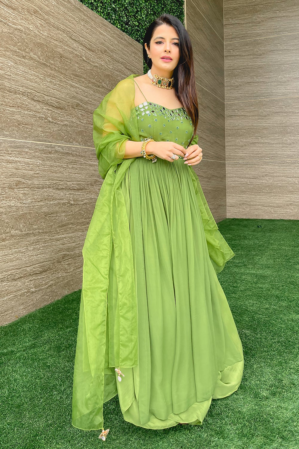 GREEN MIRROR KURTA SET (6925841989815) (7534737522934)