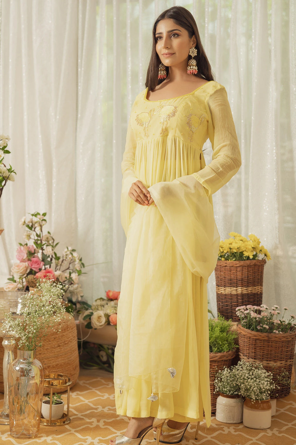 LEMON YELLOW BIRD KURTA SET (6926667710647)