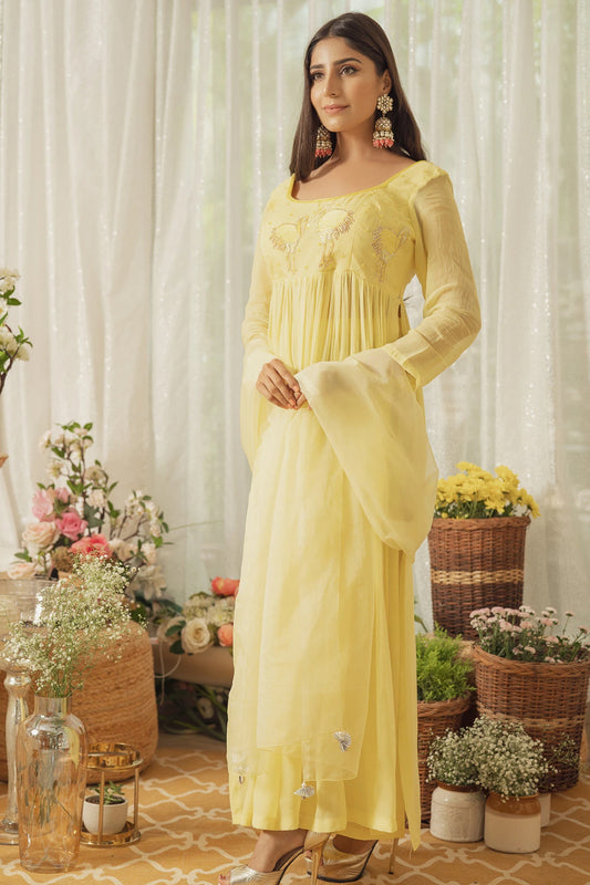 LEMON YELLOW BIRD KURTA SET (6926667710647)