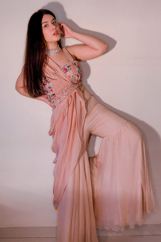 ROSE GOLD SHARARA AND DRAPE SET (6925844021431)