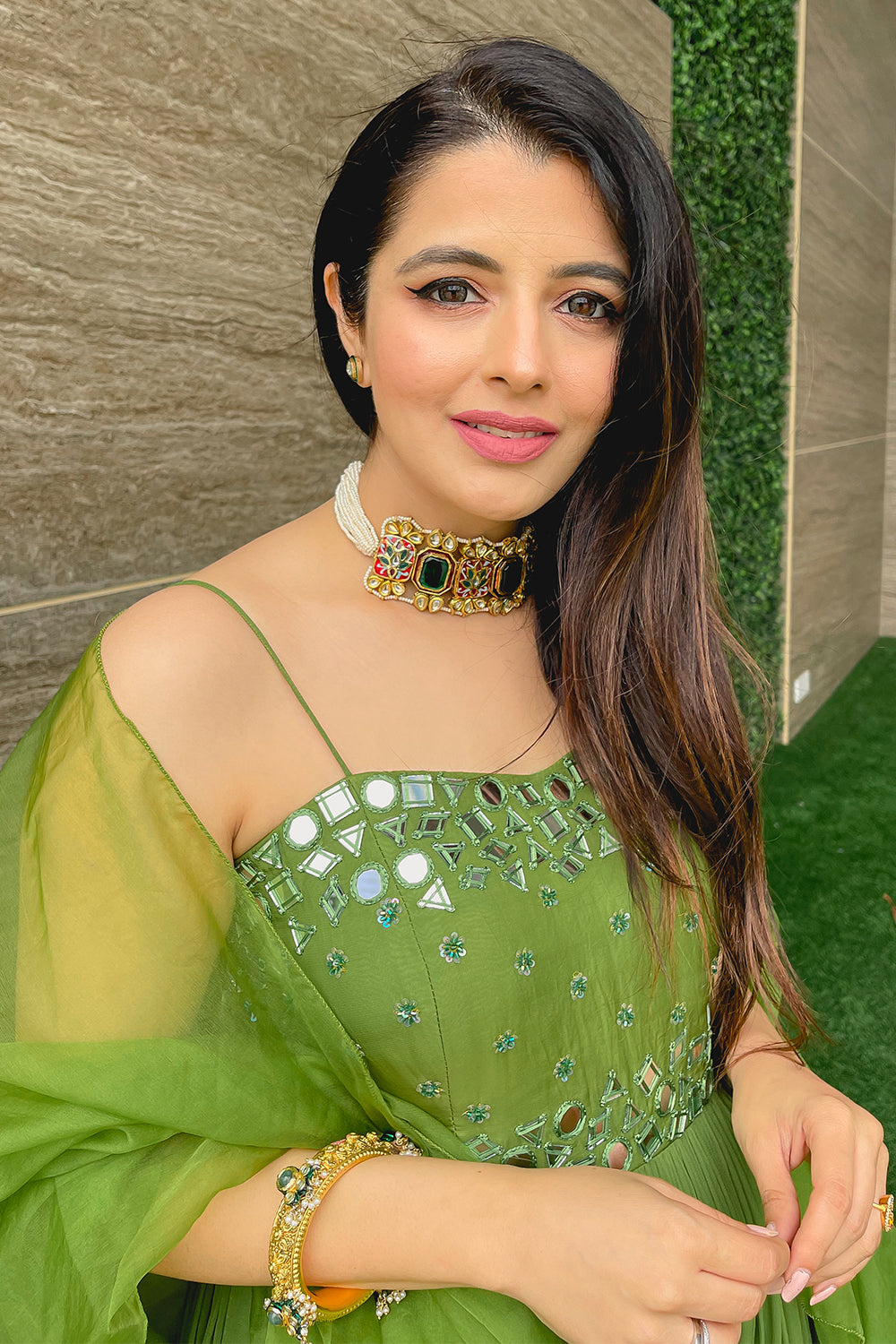 GREEN MIRROR KURTA SET (6925841989815)