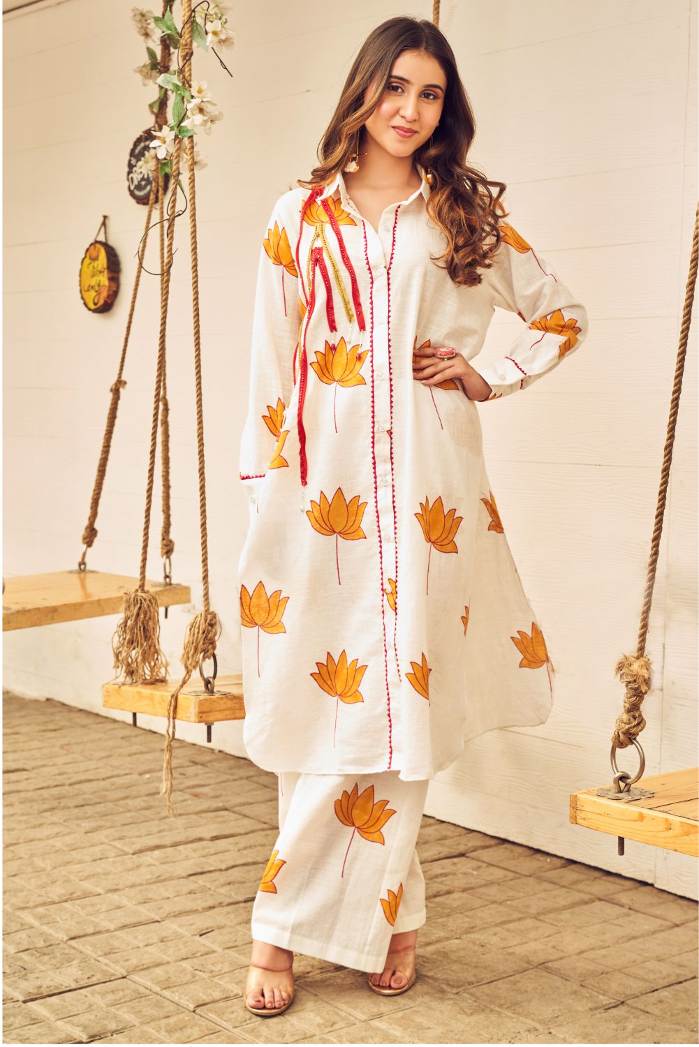 Boho Printed Kurti With Pants (8007393214710)