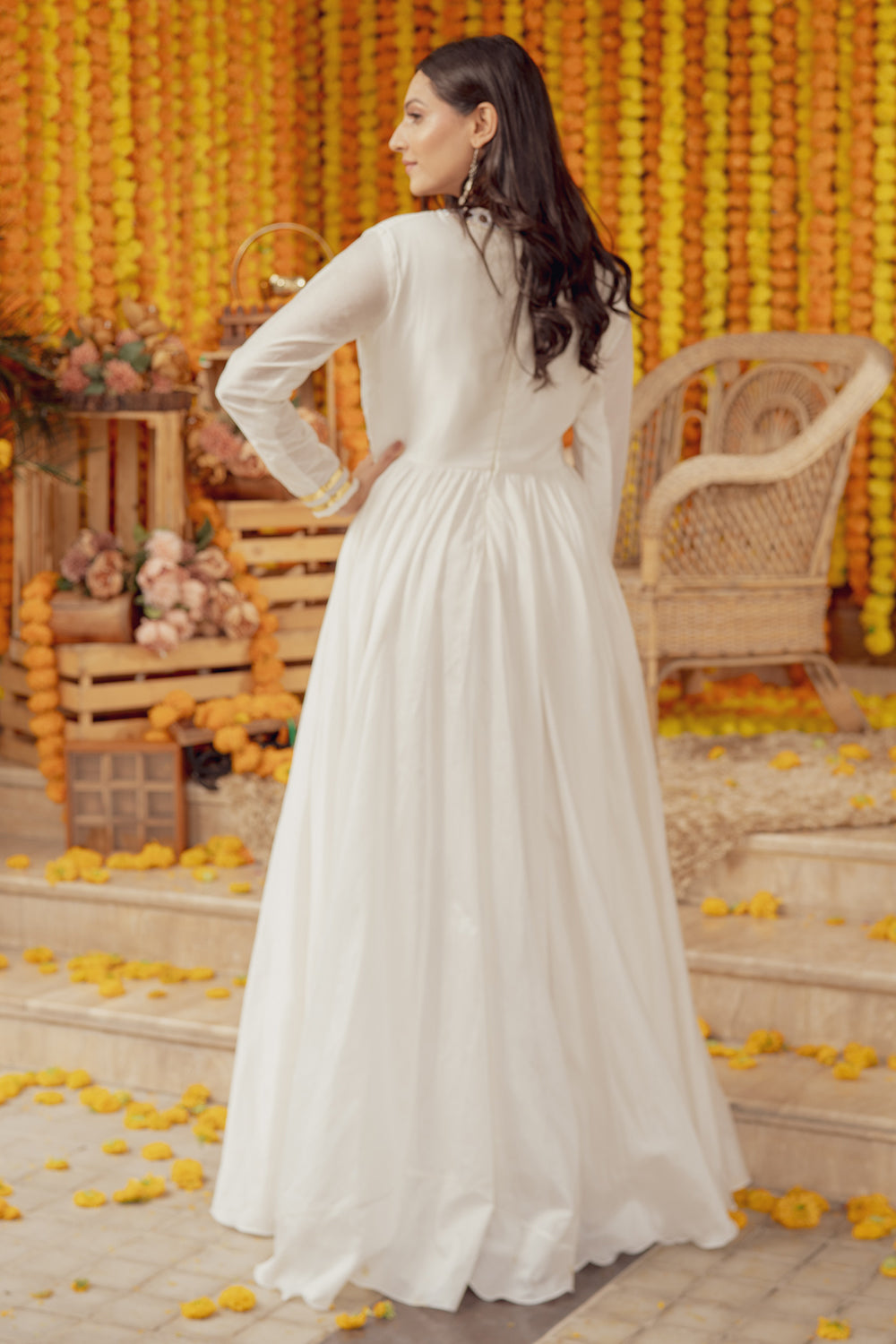 WHITE MIRROR BUTTERFLY EMBELLISHED FIT AND FLARE DRESS (7758617215222)