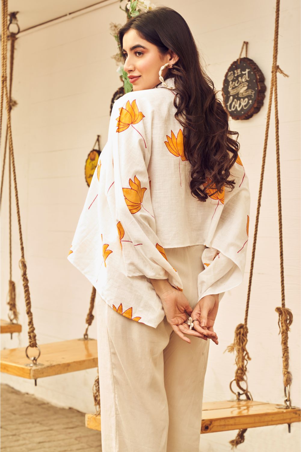 Boho Printed Shirt With Cape Sleeves (8007388987638)