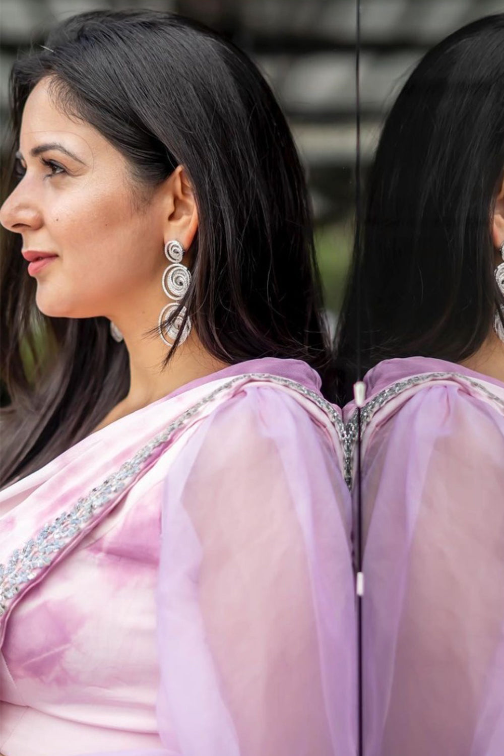 SAMRIDHI DHILLON IN LILAC TIE DYE READY TO WEAR SAREE (7559329644790)