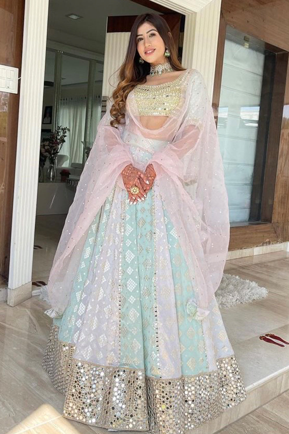 SWISH SIGNATURE BANARASI LAYERED LEHENGA (6672778854583)