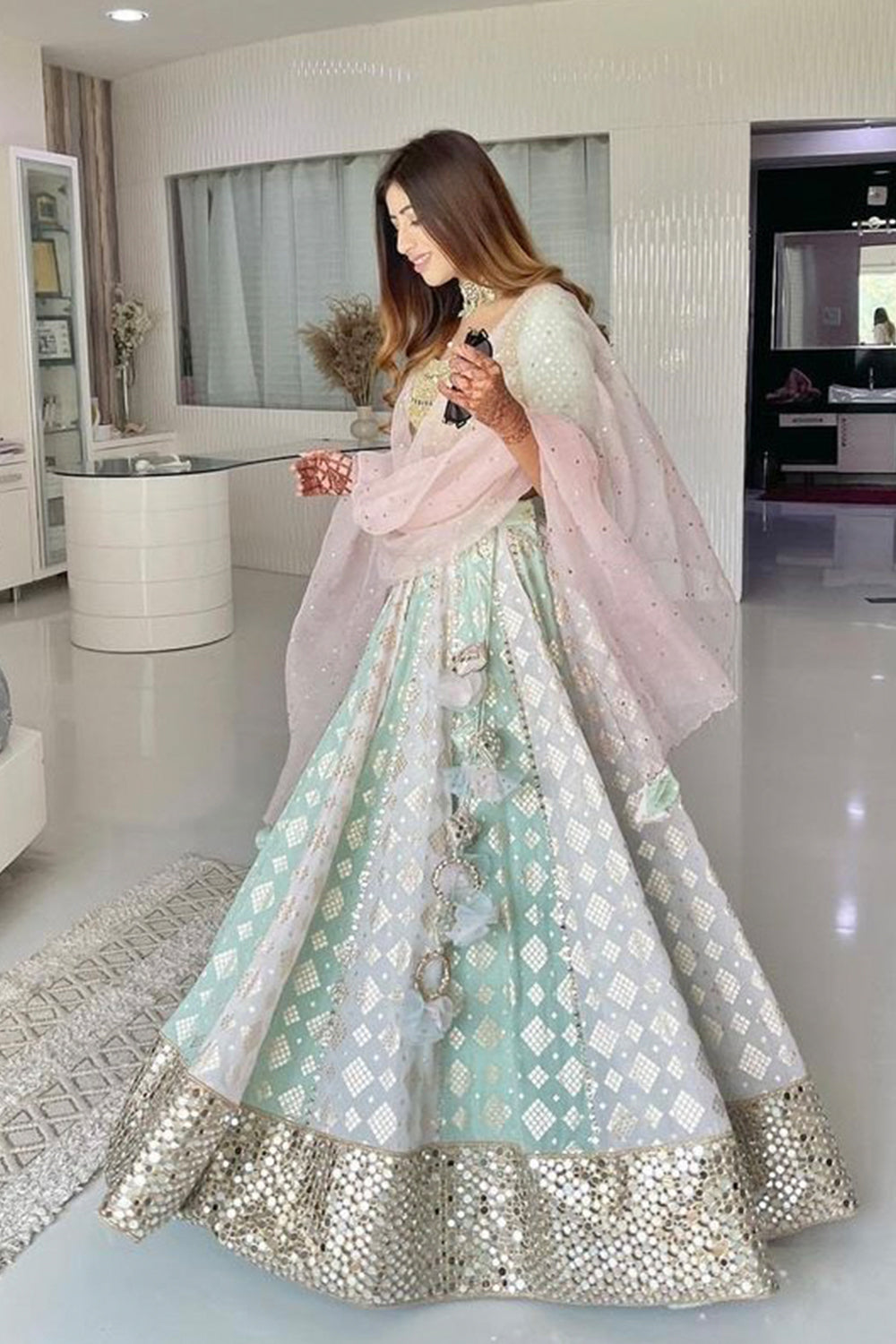 SWISH SIGNATURE BANARASI LAYERED LEHENGA (6672778854583)