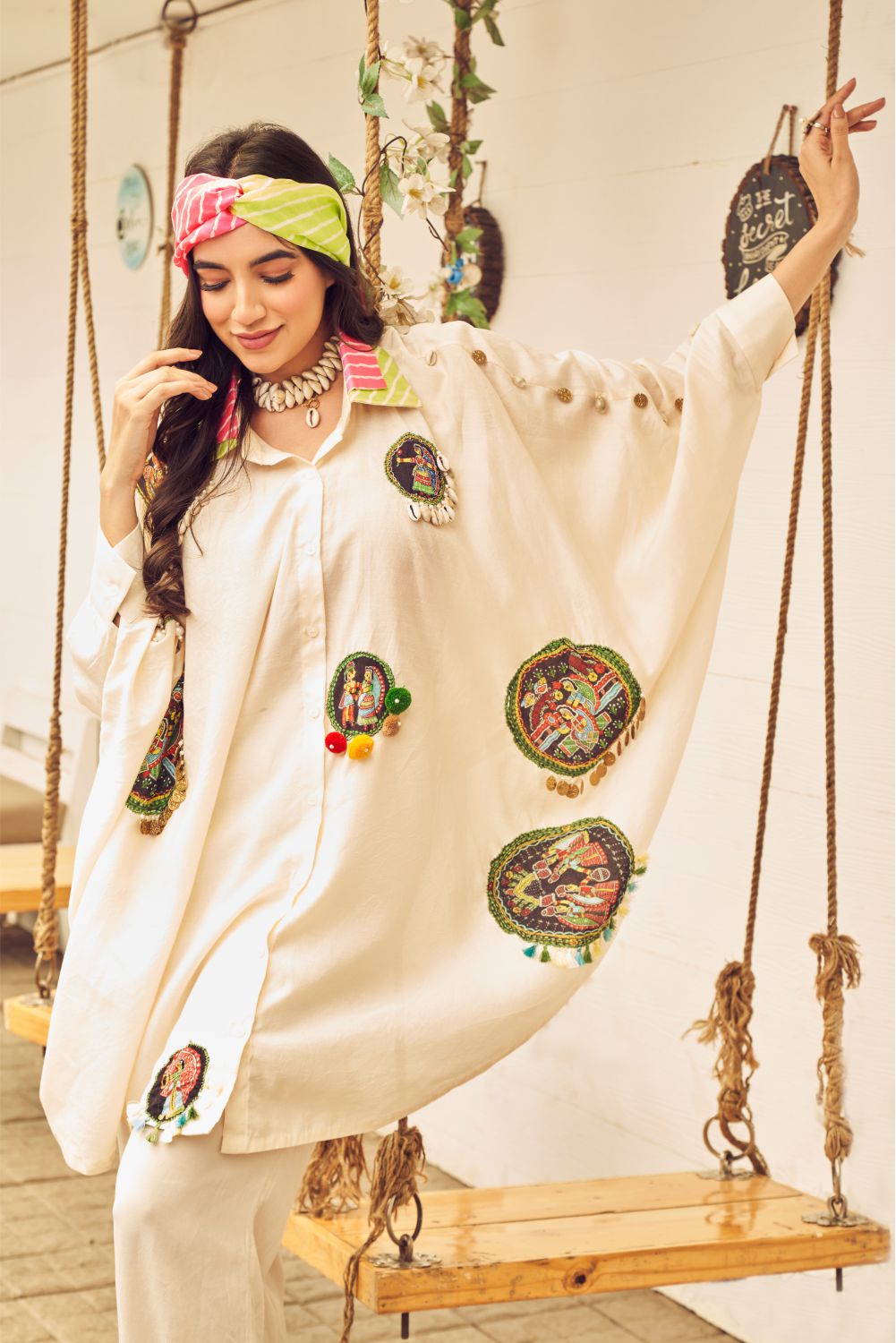 Boho Oversized Shells  And Coin Shirt (8007391314166)