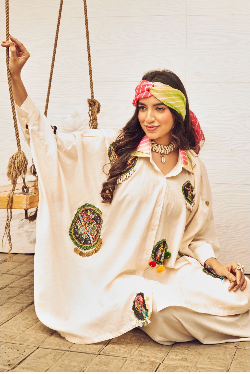Boho Oversized Shells  And Coin Shirt (8007391314166)
