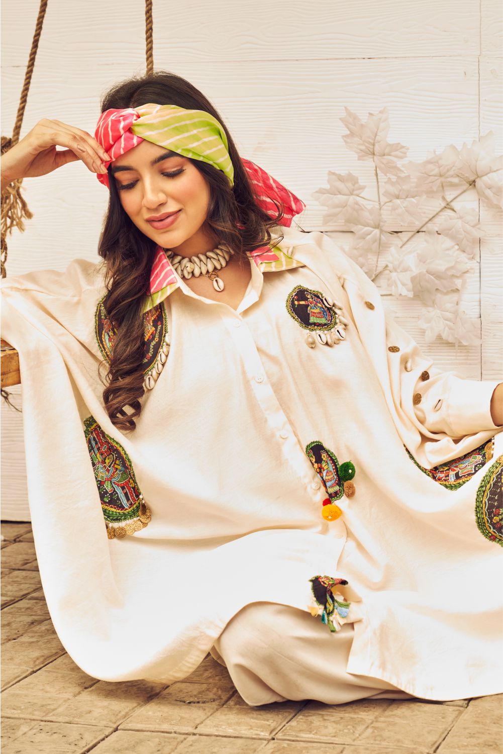 Boho Oversized Shells  And Coin Shirt (8007391314166)