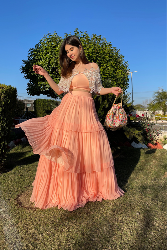 PEACH CAPE LEHENGA SET (7531198447862)