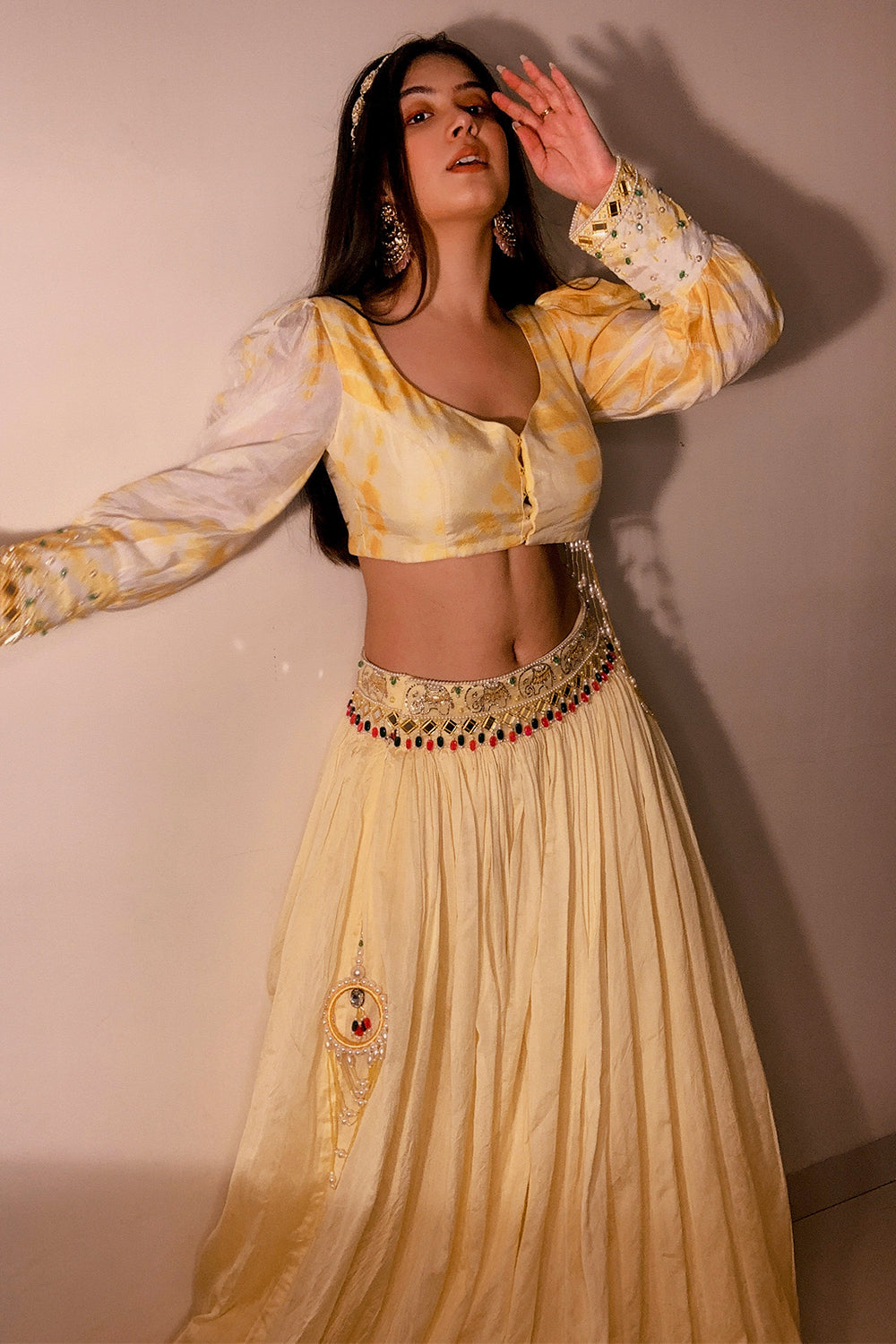 SHIBORI TYE N DYE YELLOW LEHENGA SET (6925836091575)
