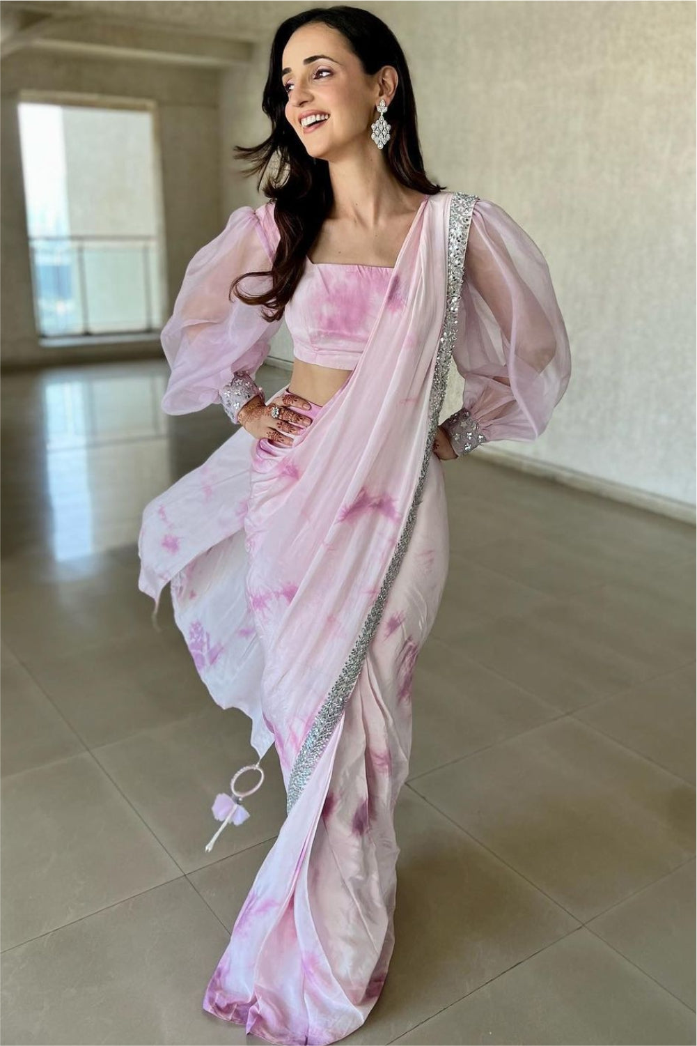 SANAYA IRANI LILAC TIE DYE READY TO WEAR SAREE (7988495974646)