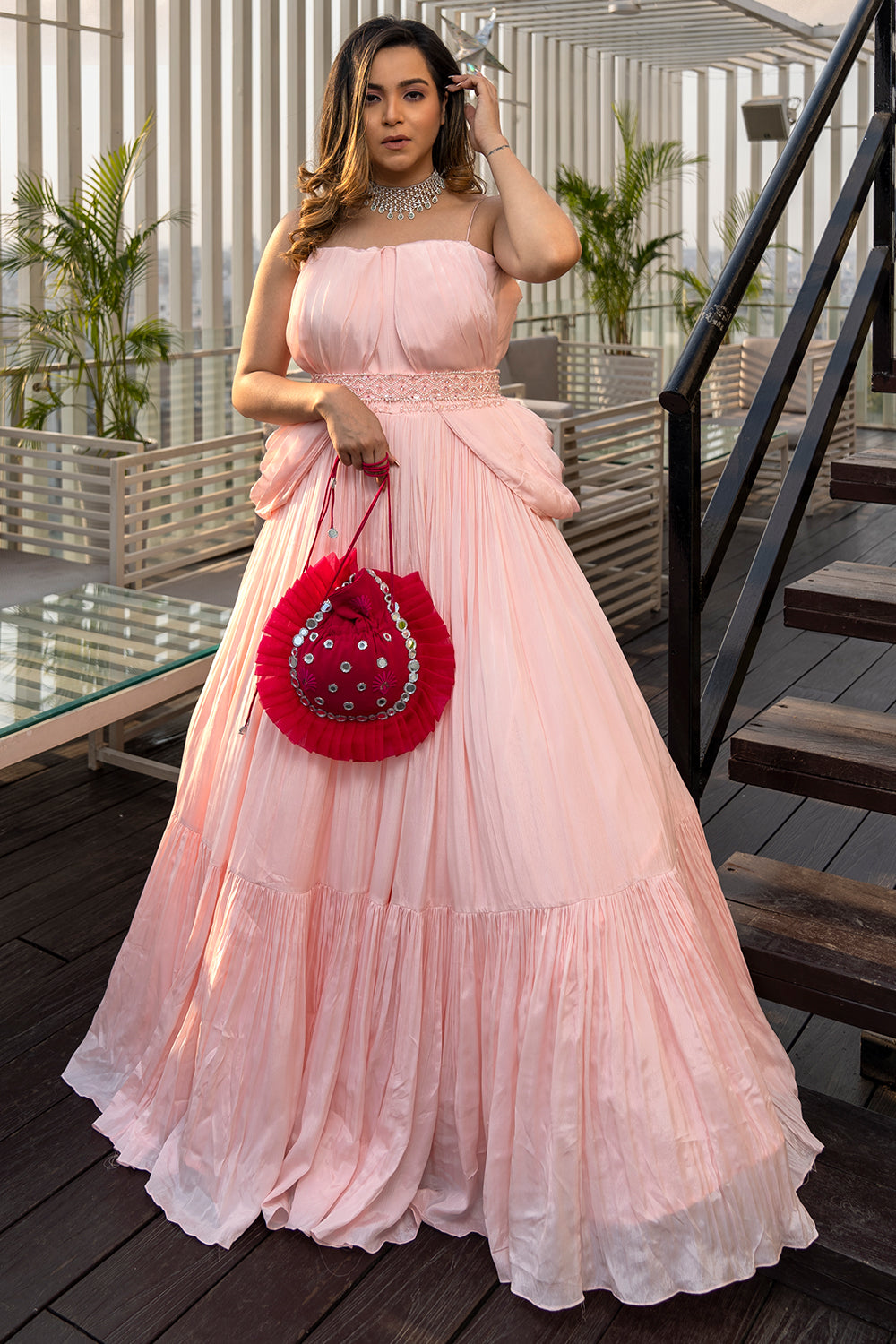 BABY PINK PLEATED DRAPE GOWN (7555431825654)