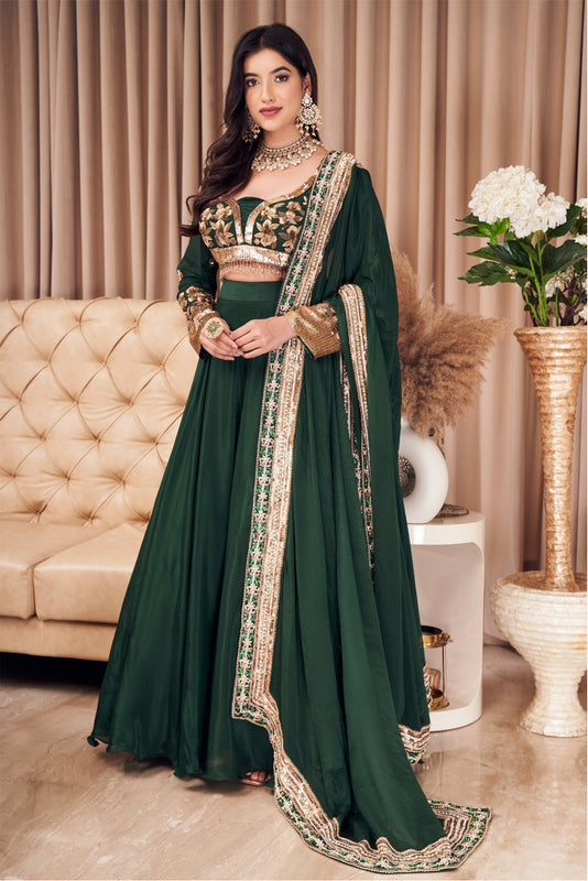 Green Embellished Lehenga Set (7970812854518)