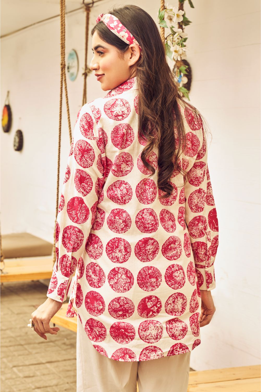 Boho Printed Shirt With Tassel Detailing (8007389348086)