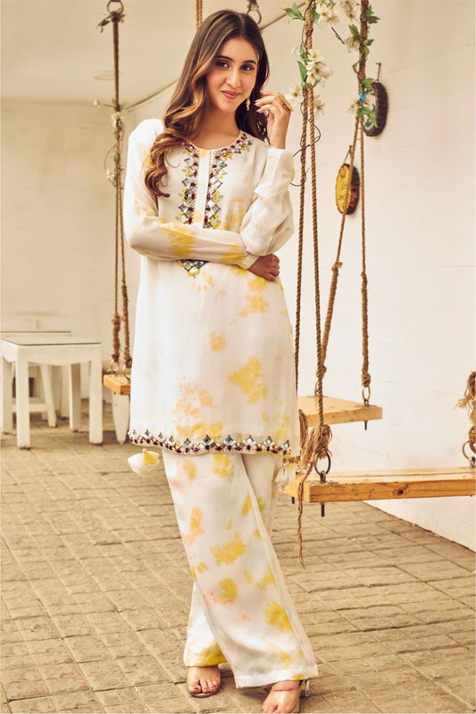 Boho Tie-Dye Short Kurti And Pant Set (8007393280246)