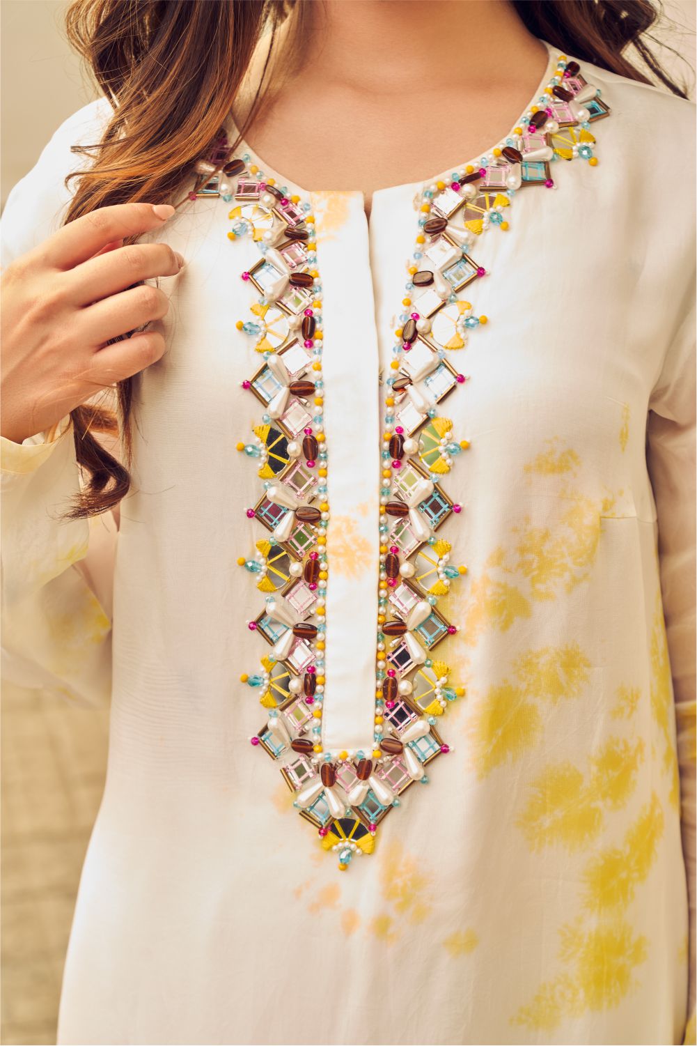 Boho Tie-Dye Short Kurti And Pant Set (8007393280246)