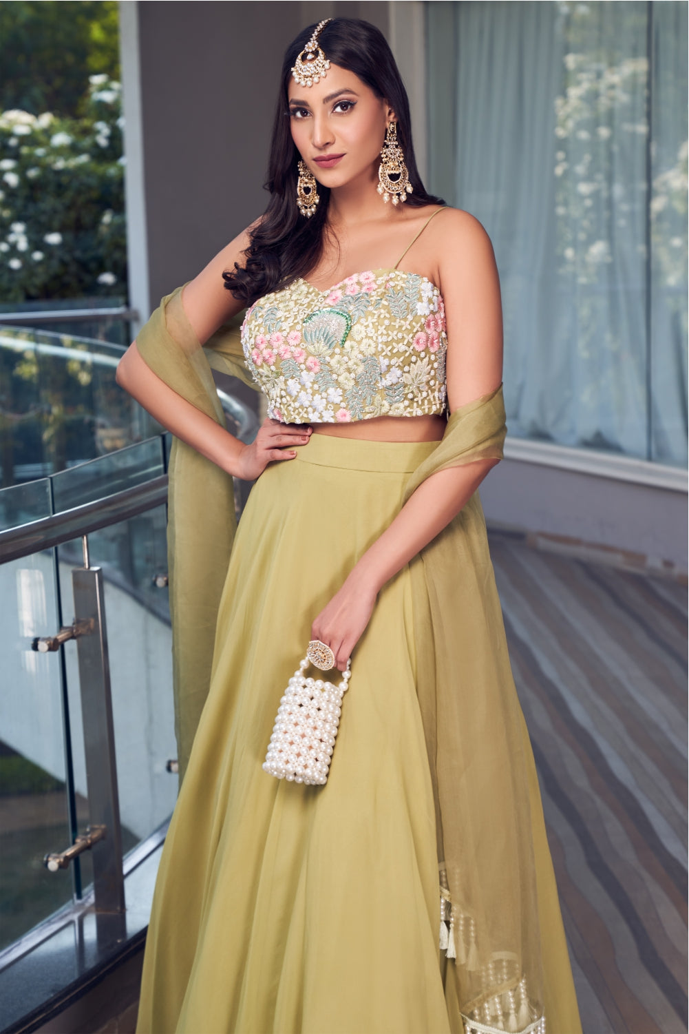 Mint Green Embroidered Blouse With Skirt And DupattaMint Green Embroidered Blouse With Skirt And Dupatta (7960740987126)