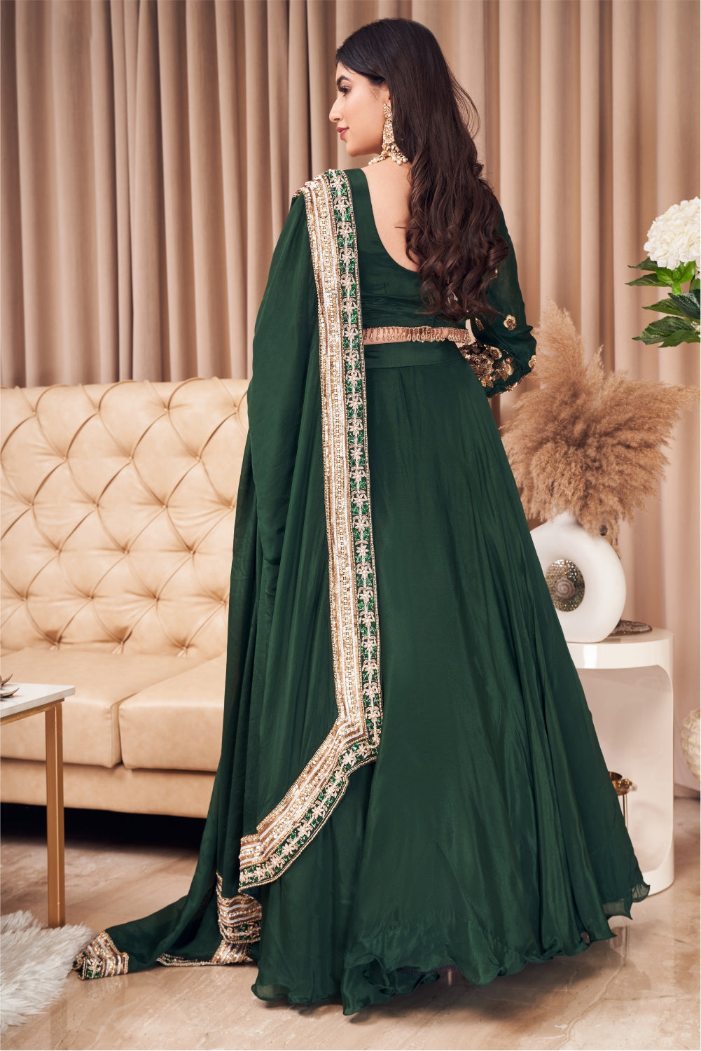 Green Embellished Lehenga Set (7970812854518)