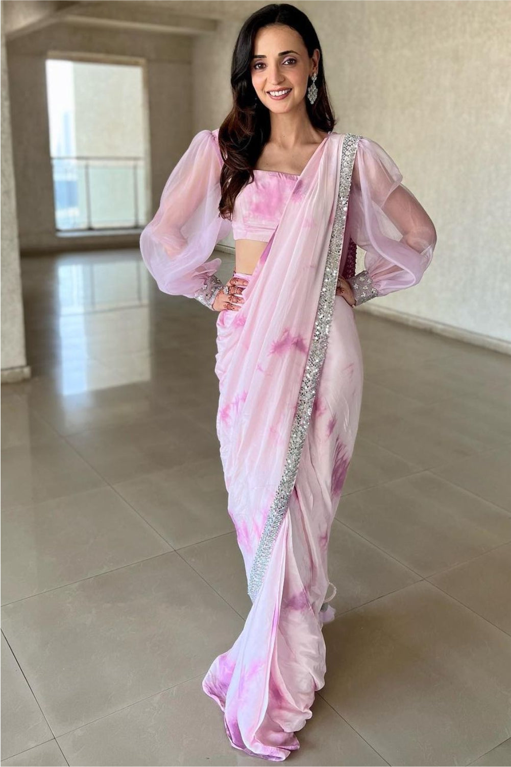 SANAYA IRANI LILAC TIE DYE READY TO WEAR SAREE (7988495974646)