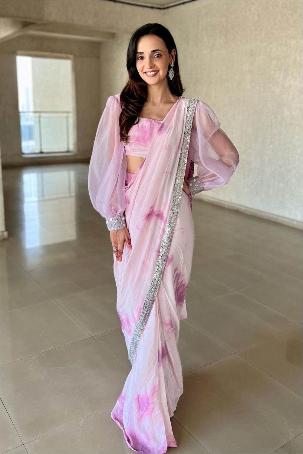 SANAYA IRANI LILAC TIE DYE READY TO WEAR SAREE (7988495974646)