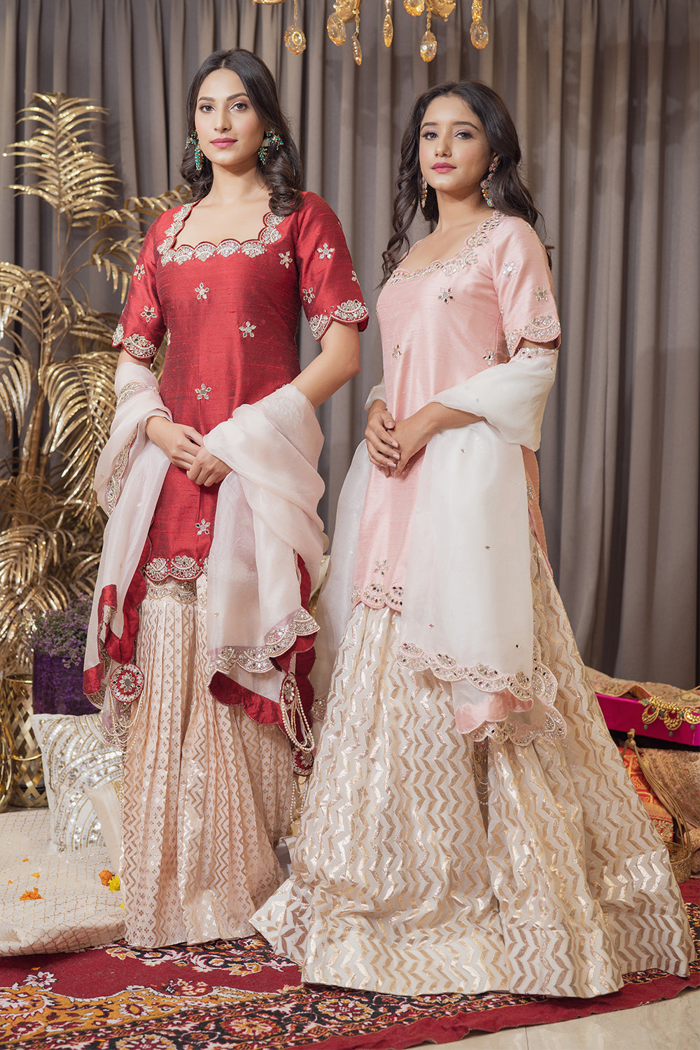 MOROON BANARASI SHARARA SET (6987821678775)