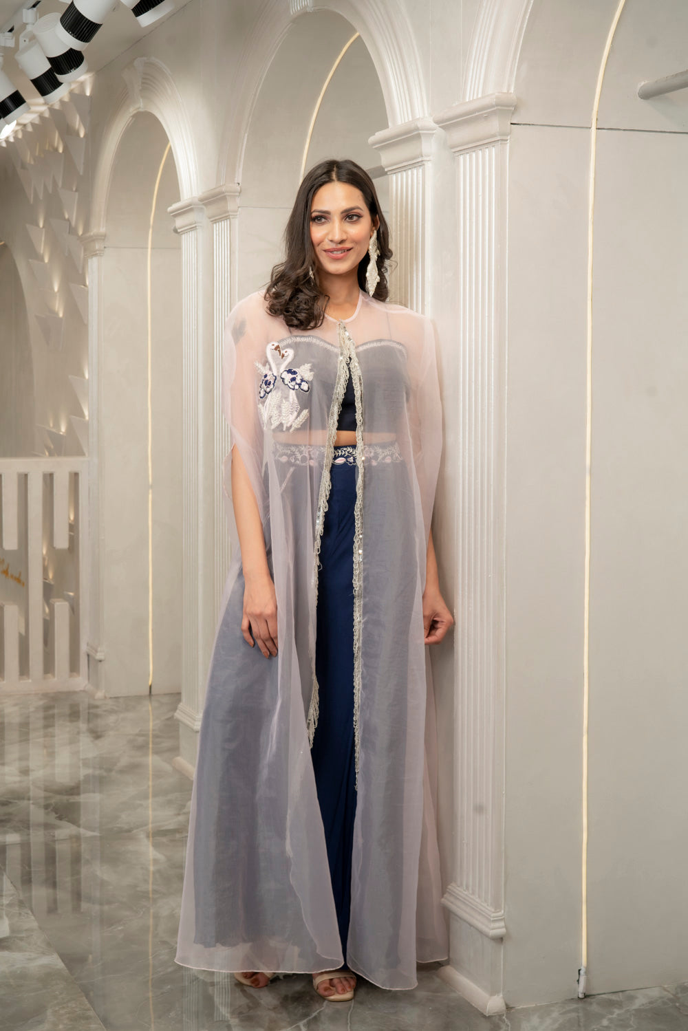 BLUE EMBELLISHED SHARARA CAPE SET (7533203194102)