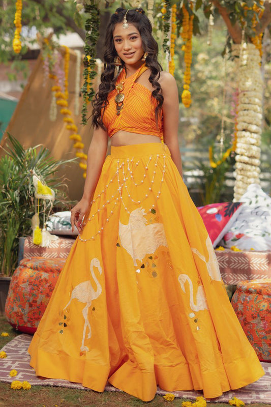 KESARIYA LEHANGA CROP TOP (6655513198775)