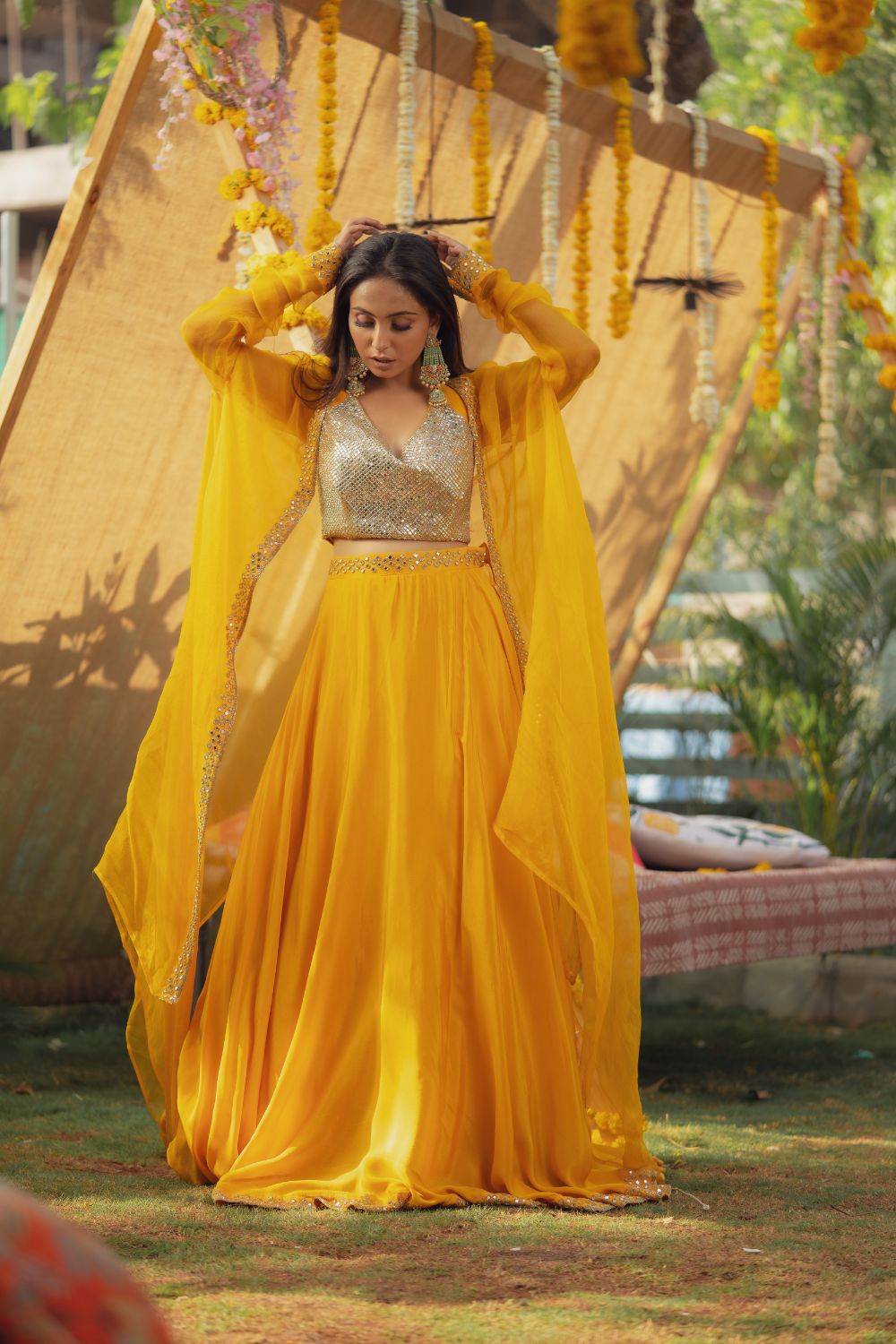 GOLD MIRROR LEHENGA SET (6655863324855)