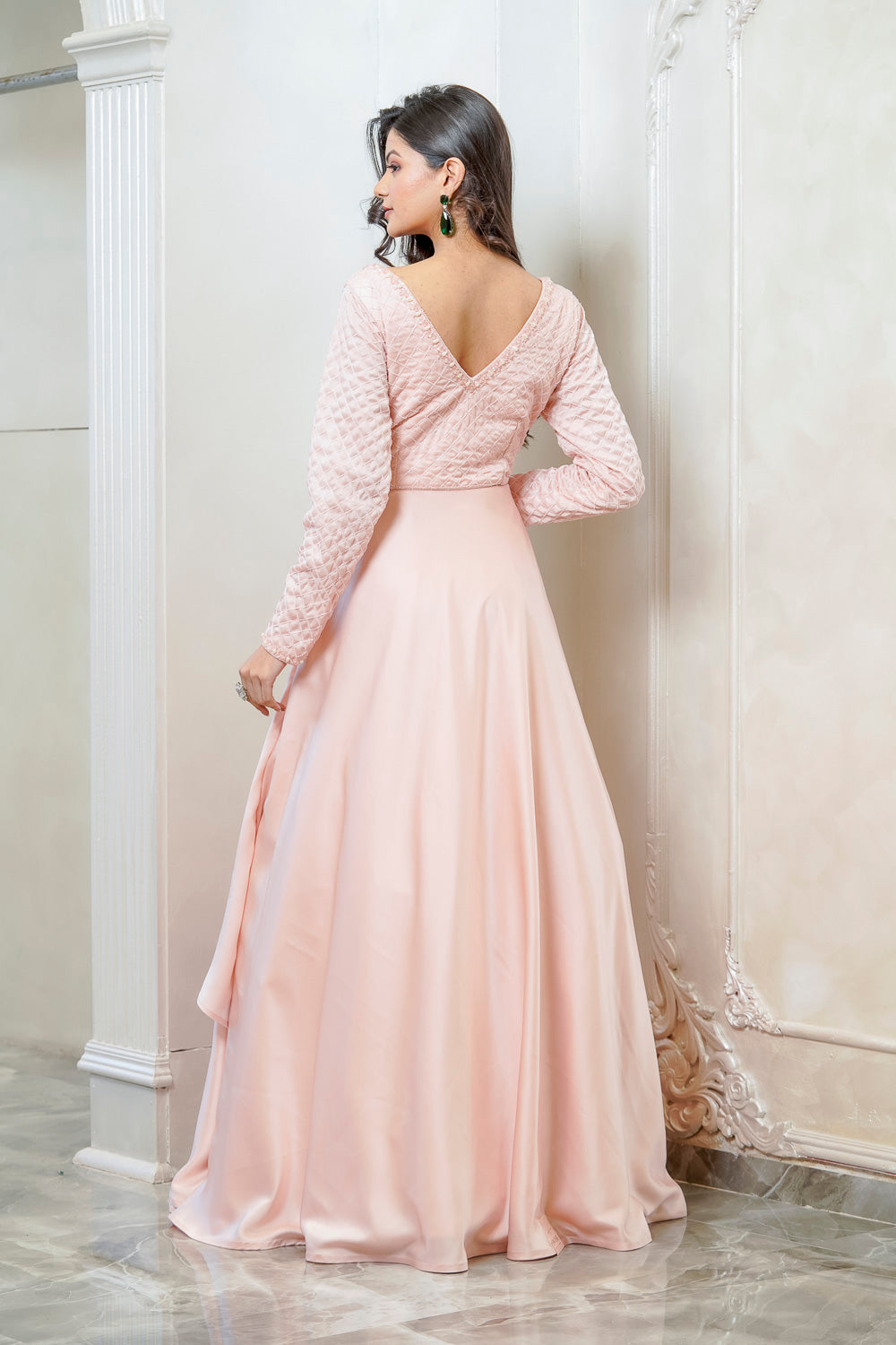 Designer and Stylish Silk Gown Dress In Light Pink Color - Dmv15158