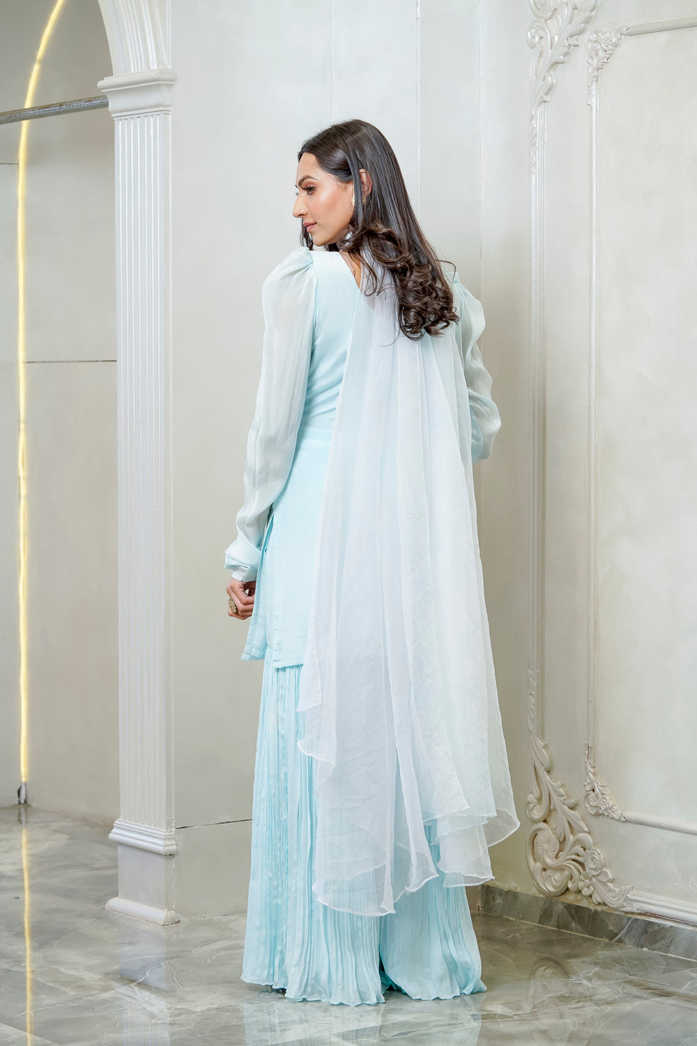 SKY BLUE EMBELLISHED SHARARA SET (7558043074806)