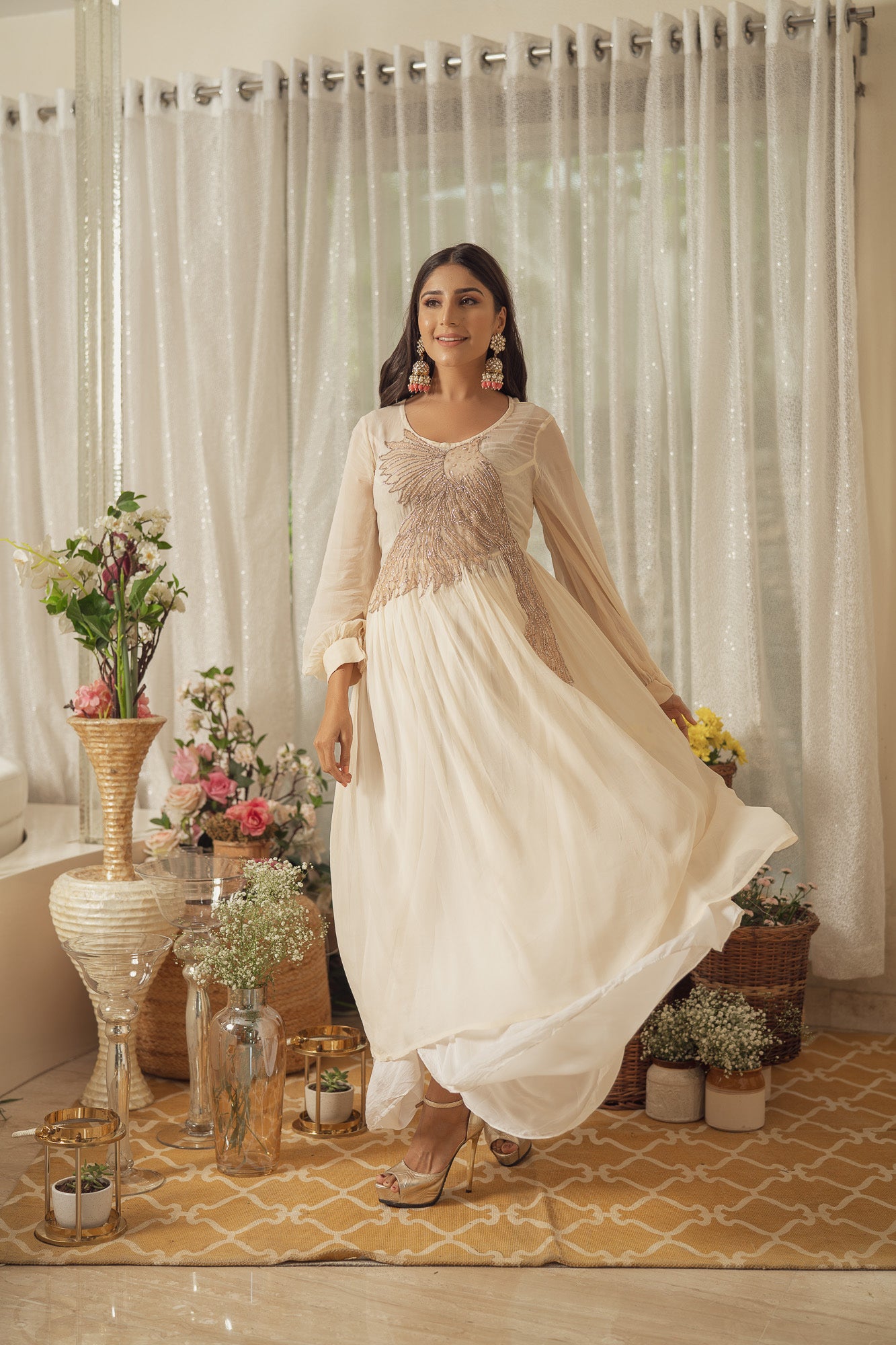 BIRD KURTA AND DRAPE PANTS SET (6928894951607)