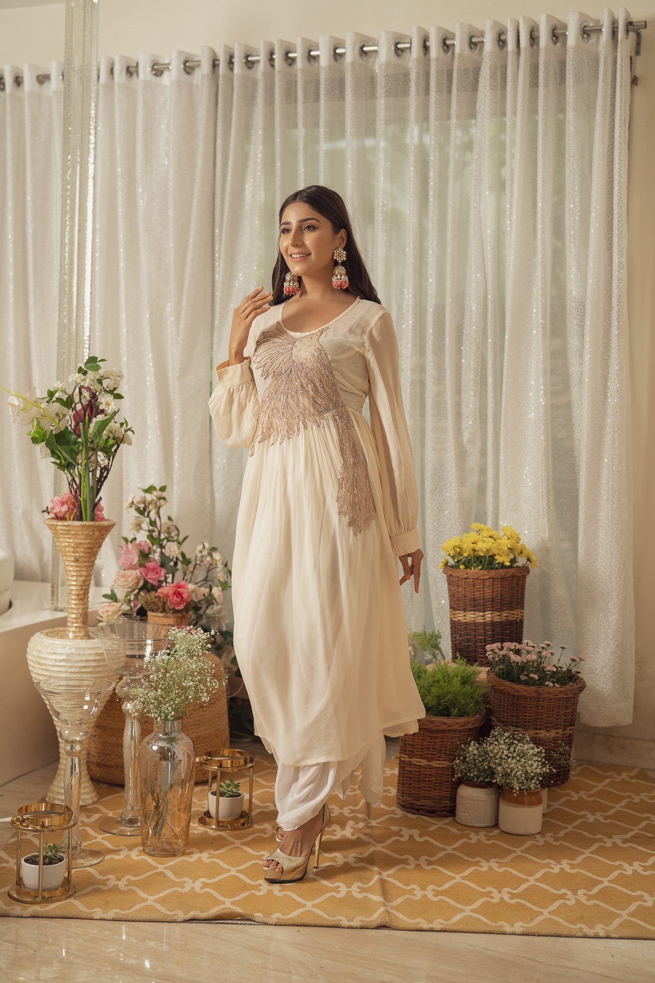 BIRD KURTA AND DRAPE PANTS SET (6928894951607)