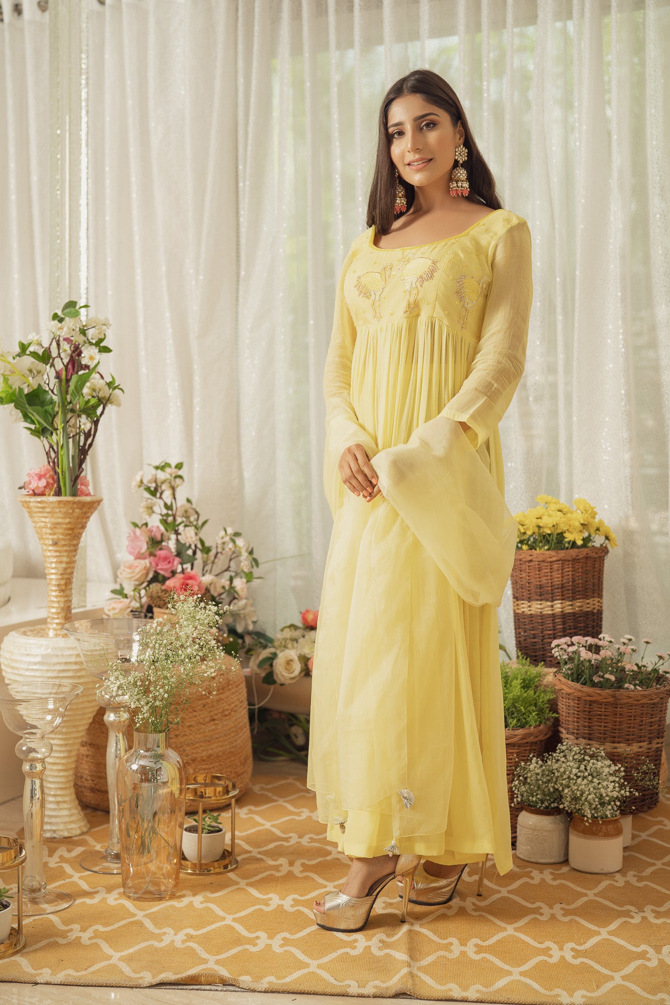 LEMON YELLOW BIRD KURTA SET (6926667710647)