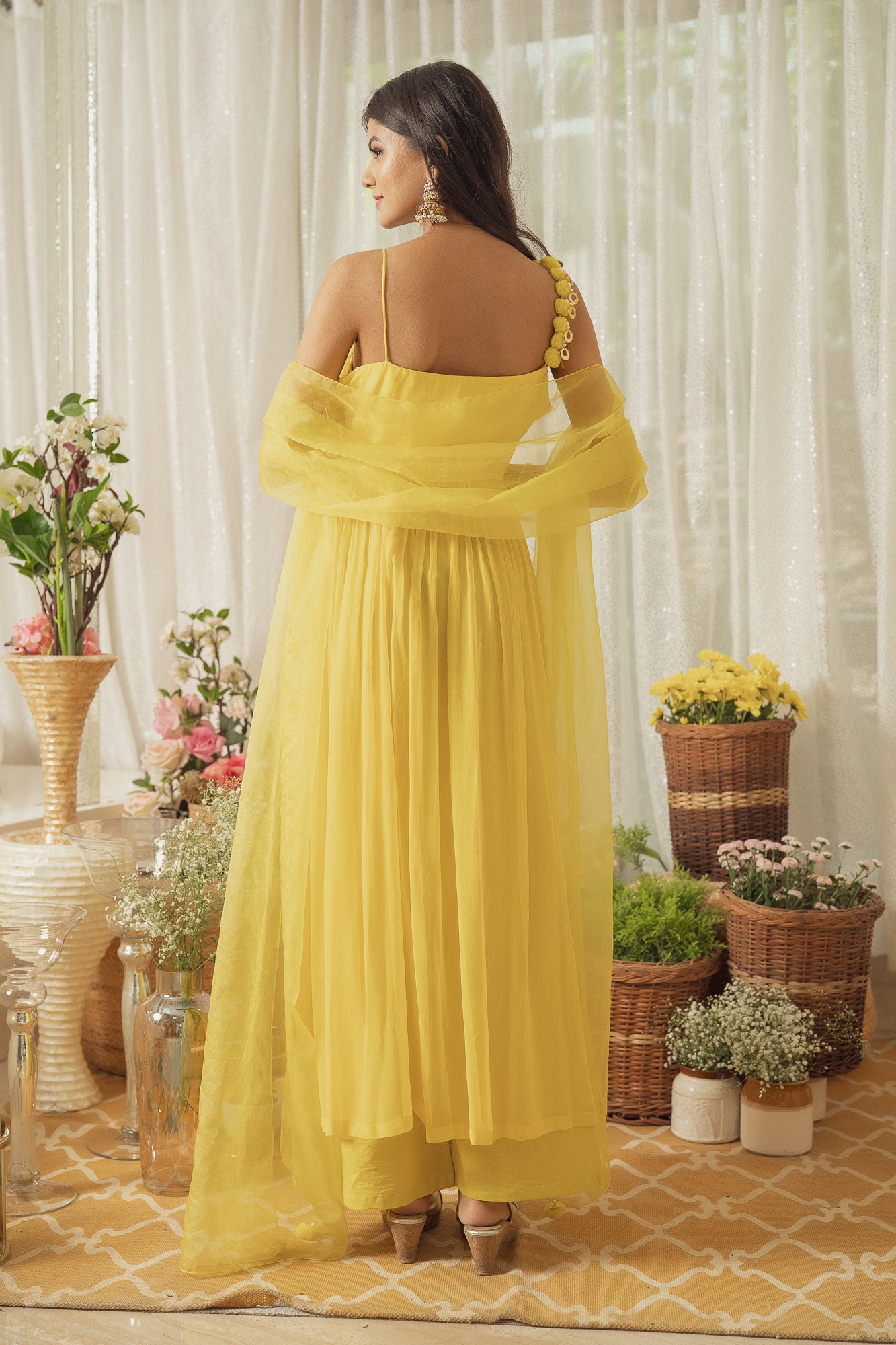 YELLOW GOTA WORK KURTA SET (6926679081143)