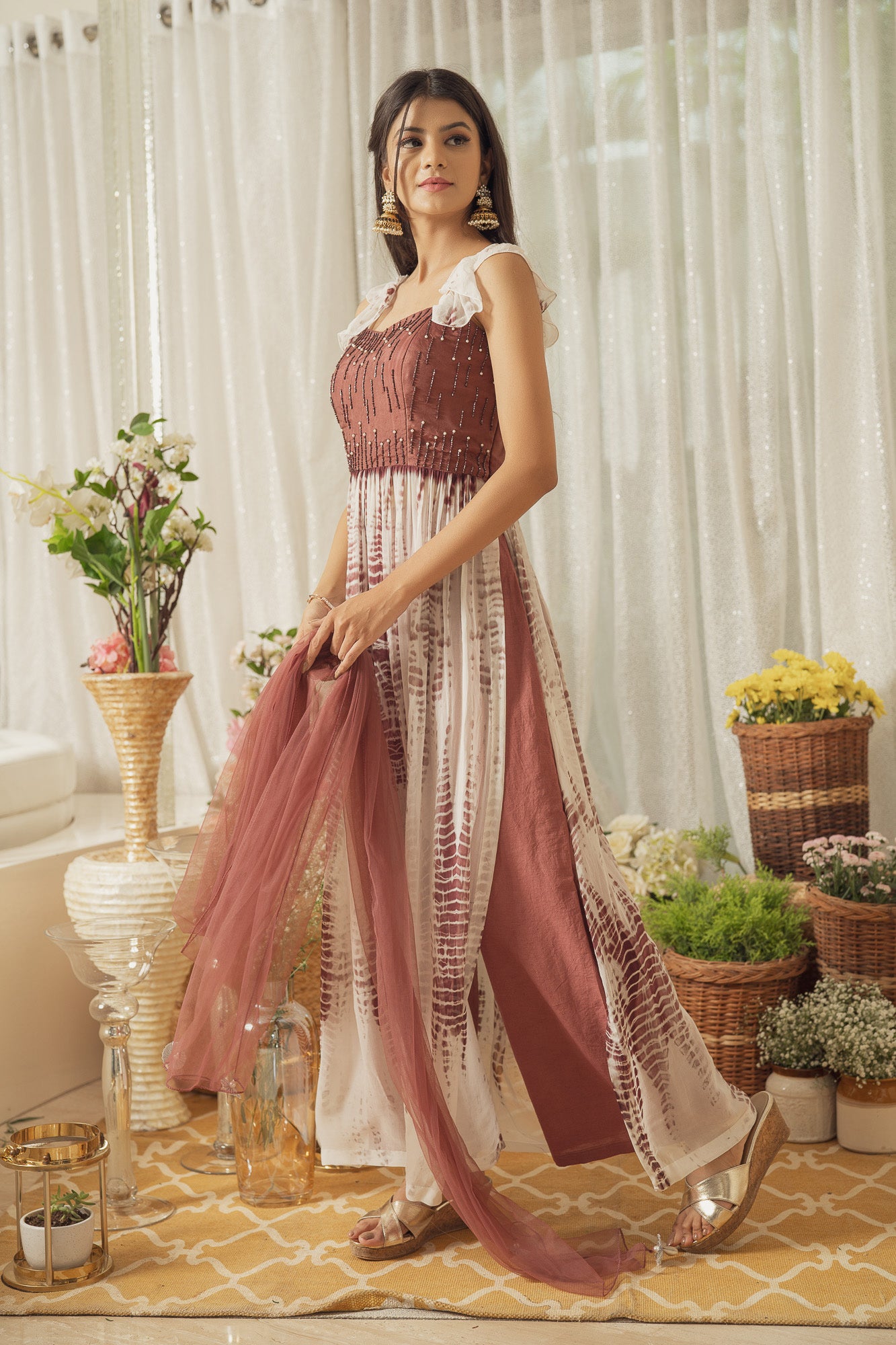 BROWN SHIBORI KURTA SET (6926744715447)