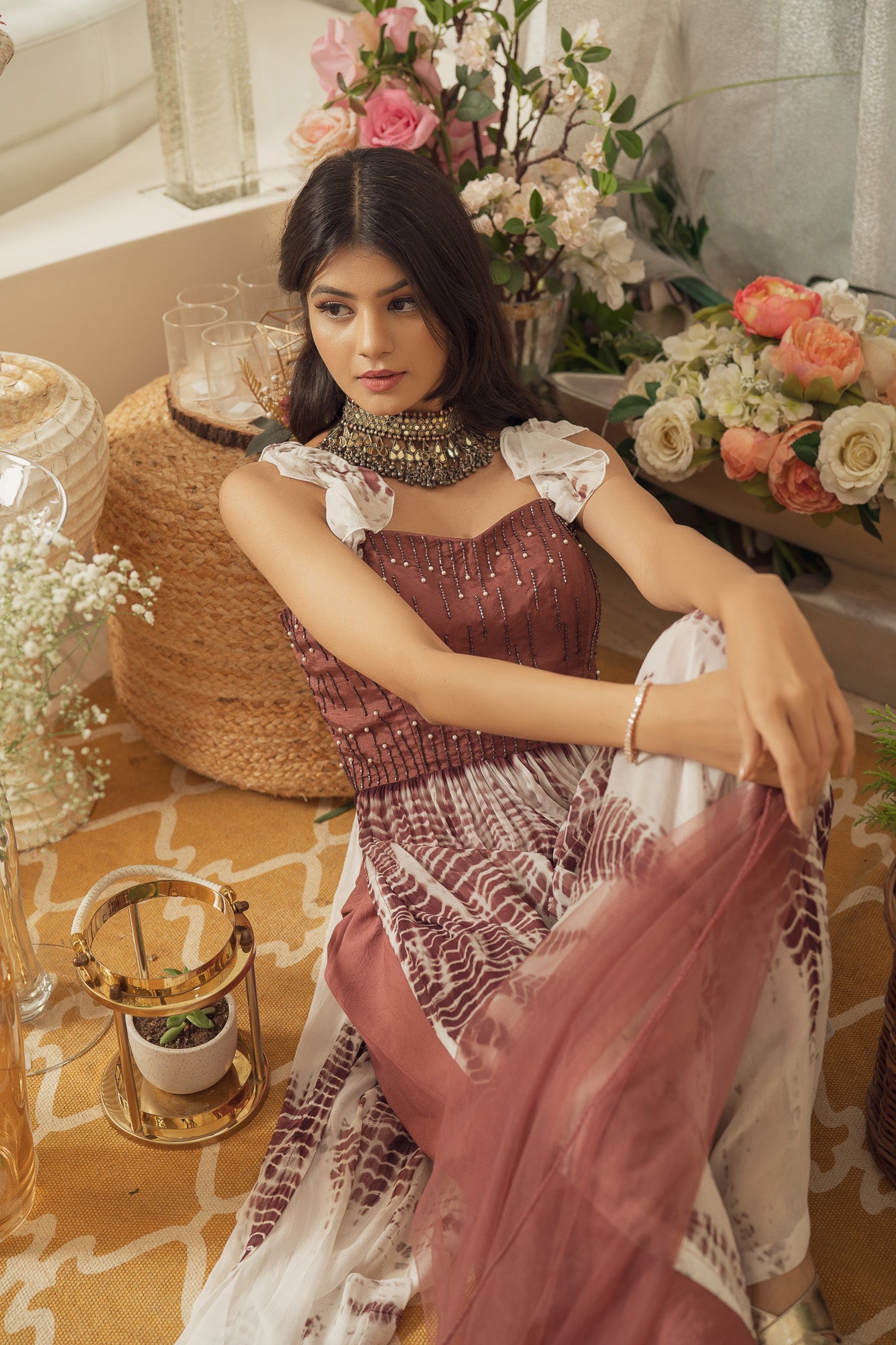 BROWN SHIBORI KURTA SET (6926744715447)