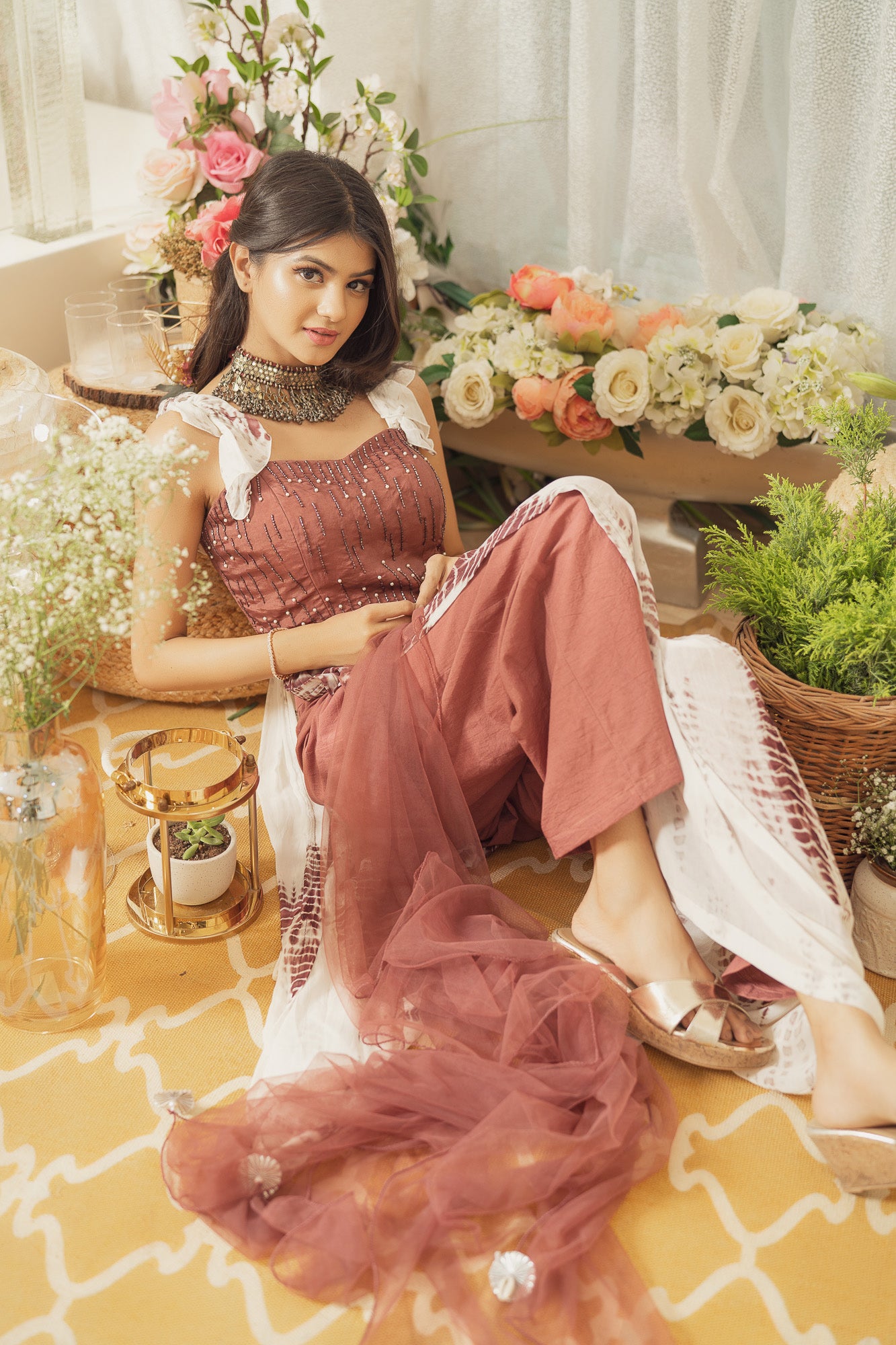 BROWN SHIBORI KURTA SET (6926744715447)