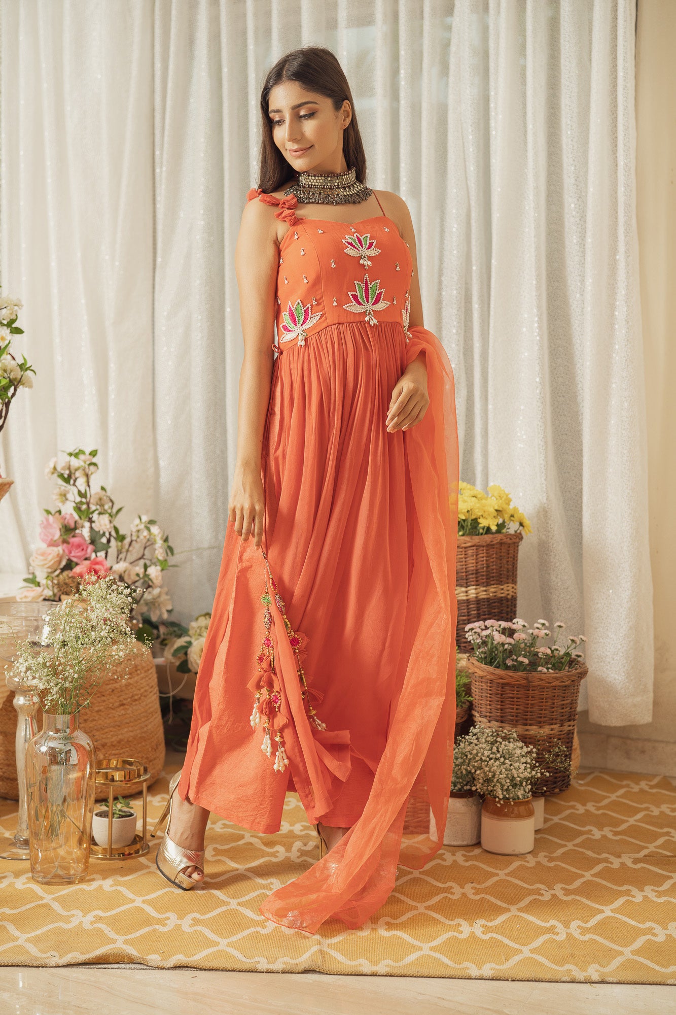 ORANGE LOTUS KURTA SET (6926760411319)
