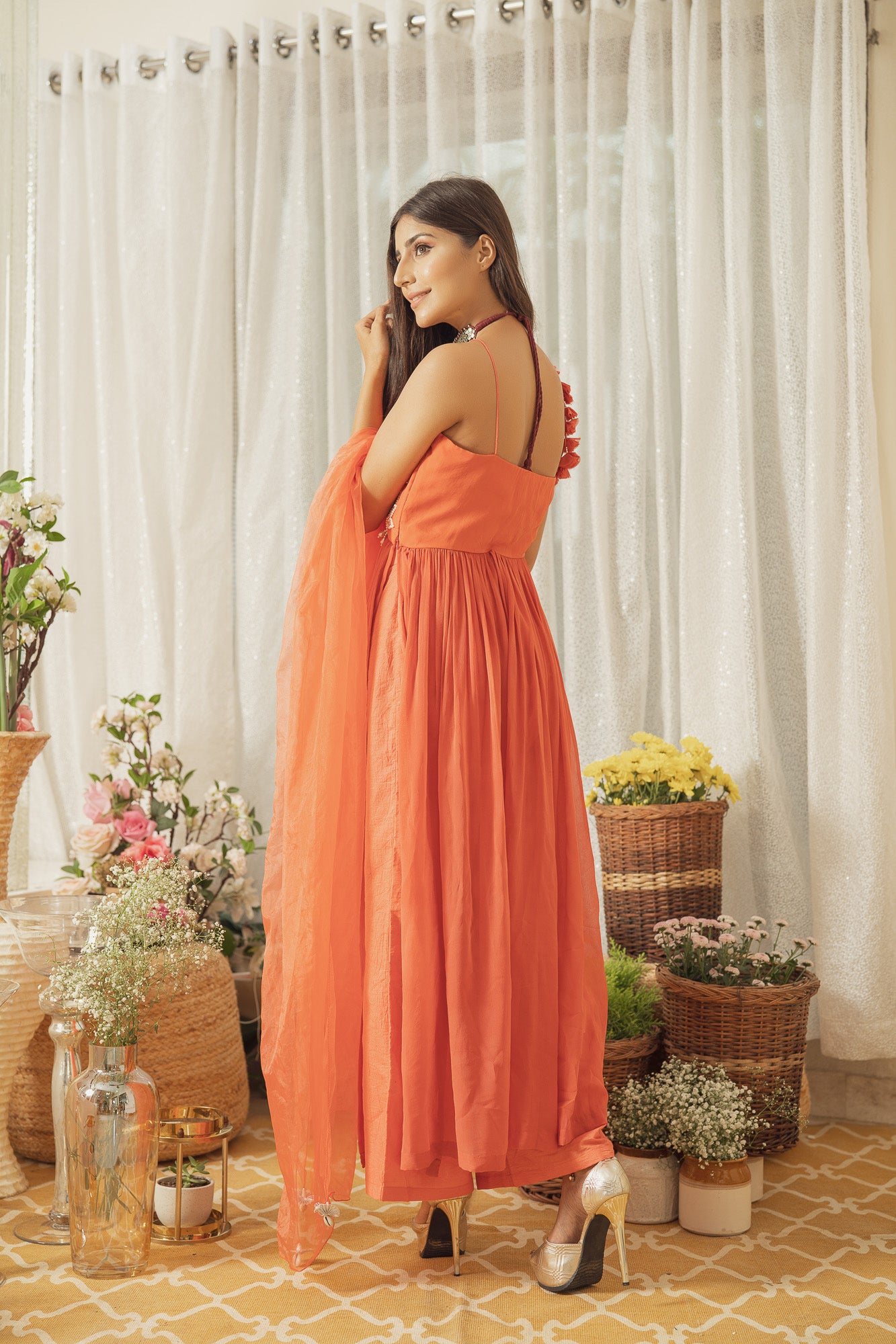 ORANGE LOTUS KURTA SET (6926760411319)