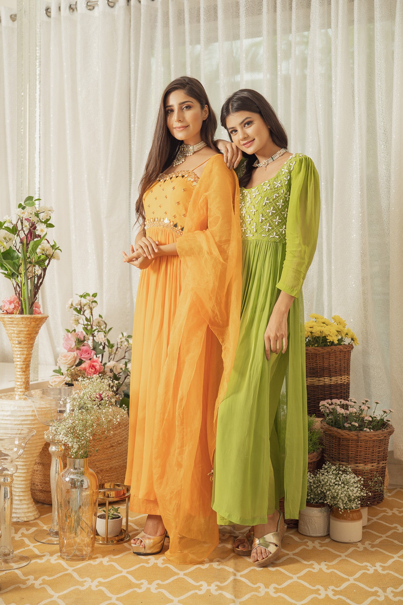 GREEN MOTI WORK KURTA SET (6926793343159)