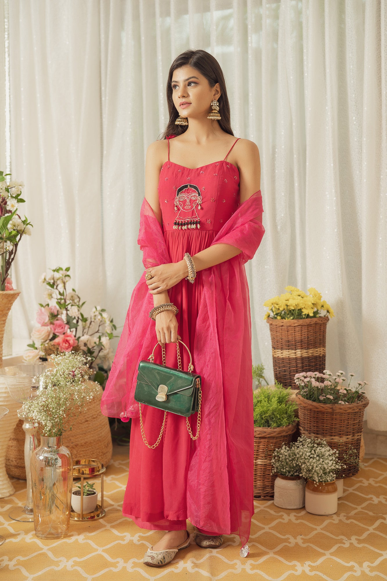 HOT PINK SCULPTURE KURTA SET (6927049195703)