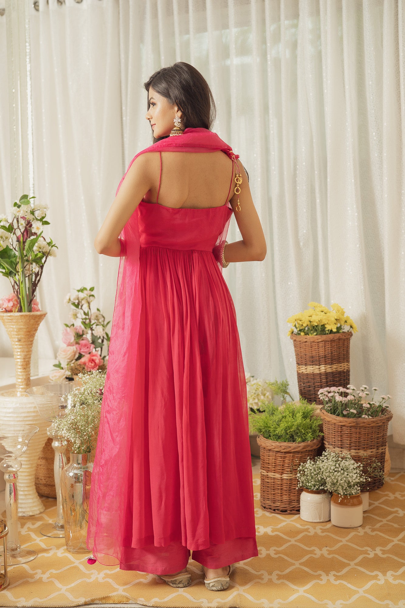 HOT PINK SCULPTURE KURTA SET (6927049195703)