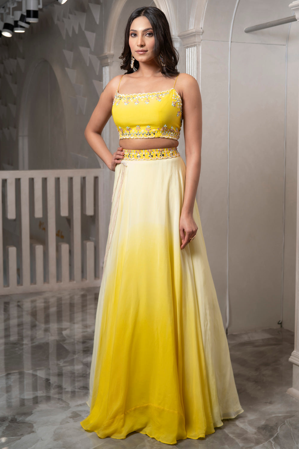 Yellow Ombre Lehenga Set (7527249510646)